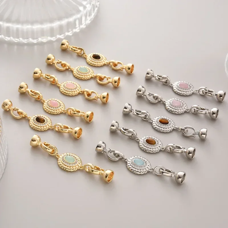 DIY Jewellery Making Connector 18K Gold Plated Natural Stone Vintage Clasp Handmade Necklace Bracelet Needlework Accessories1Pcs