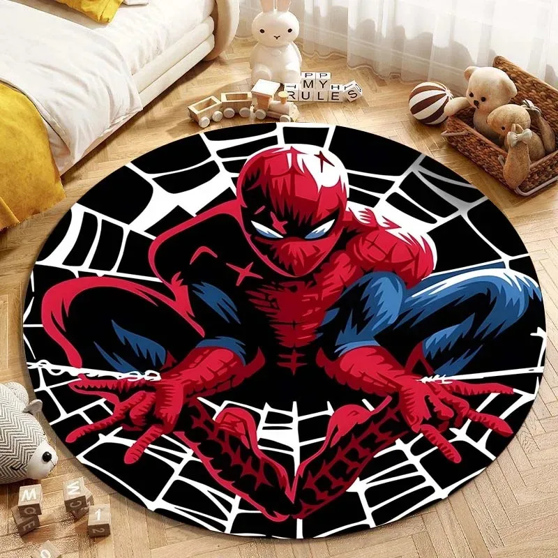 Marvel Spider-Man Round Carpet Living Room Bedroom Table Chair Sofa Decorative Carpet Children's Game Non-slip Soft Floor Mat