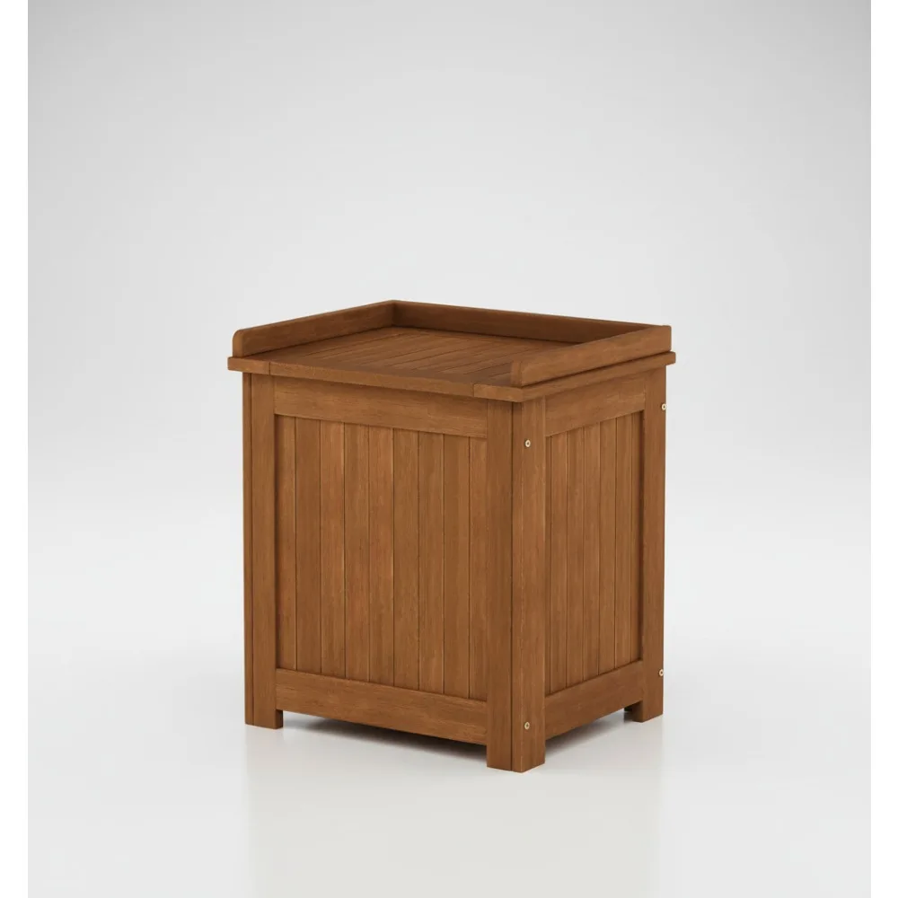 

Outdoor Hardwood Storage Box with Slatted Design, Weather-Resistant for Garden Tools and Cushions