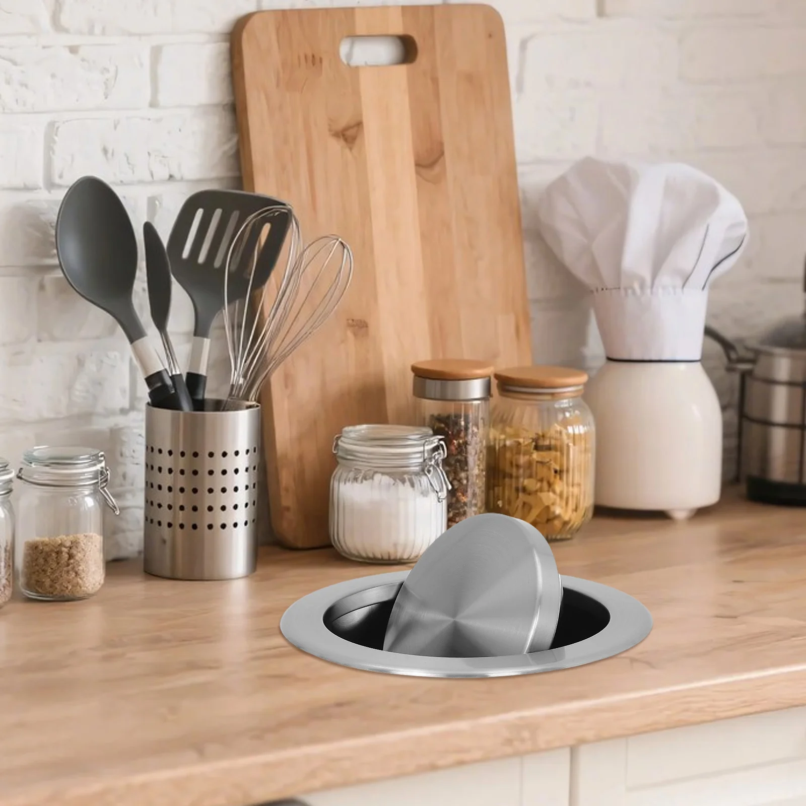 

Embedded Trash Can: Stainless Steel Countertop Built-In Waste -In Kitchen Garbage Chute For Home Office Restaurant