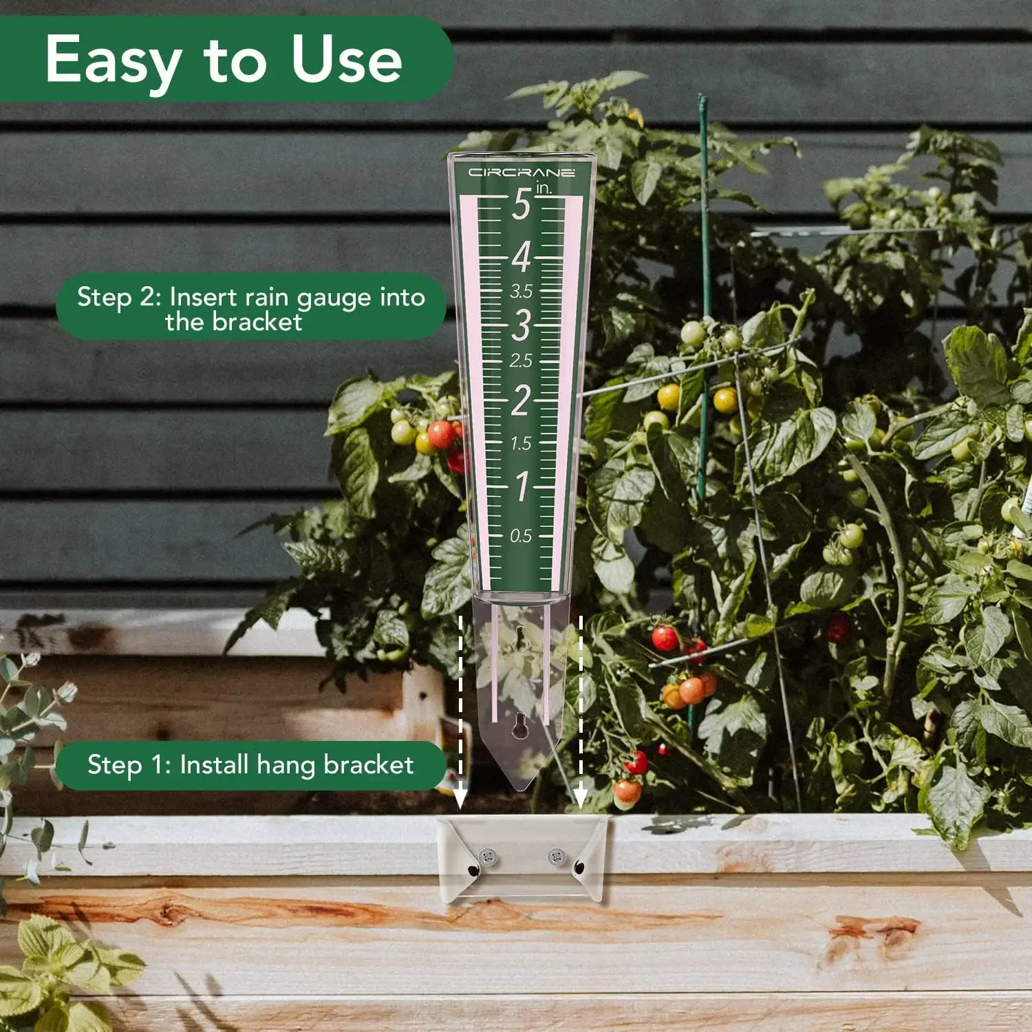 5-Inch Garden Rain Gauge Rain Gauge Outdoor Rain Gauge Garden Rain Magnifying Scale and Numbers Design for Easy Read