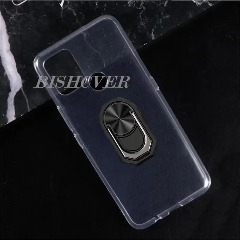 

For Tecno Pova LD7 LD7j 2021 6.8'' Back Ring Holder Bracket Phone Case Smartphone TPU Soft Silicone Cover