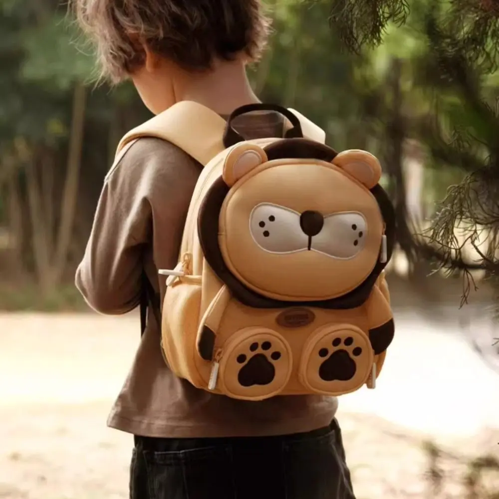 Zaino carino di grande capacità Zaino per studenti traspirante a forma di animale della foresta Borsa per libri per cartoni animati Ragazzi e ragazze