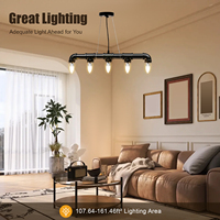 5-Light Industrial Water Pipe Pendant Lamp Vintage Hanging Lamp Retro Chandelier Ceiling Light Fixture Home Restaurant Bar 110V