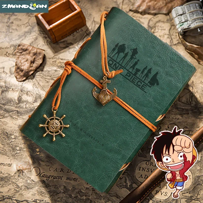 

2024 New Model Hot on The Market Cool Luffy's Retro Notebook Zoro Ace's Diary Straw Hat Notepad Loose-leaf Ledger Gift Birthday