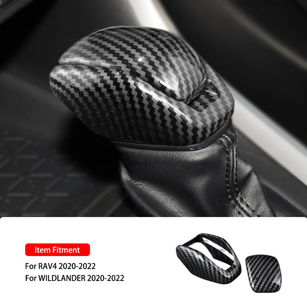 

Black /Red Carbon Fiber Car Interior Gear Knob Shift Cover Trim Sticker for Toyota RAV4 WILDLANDER 2020-2022 Accessories