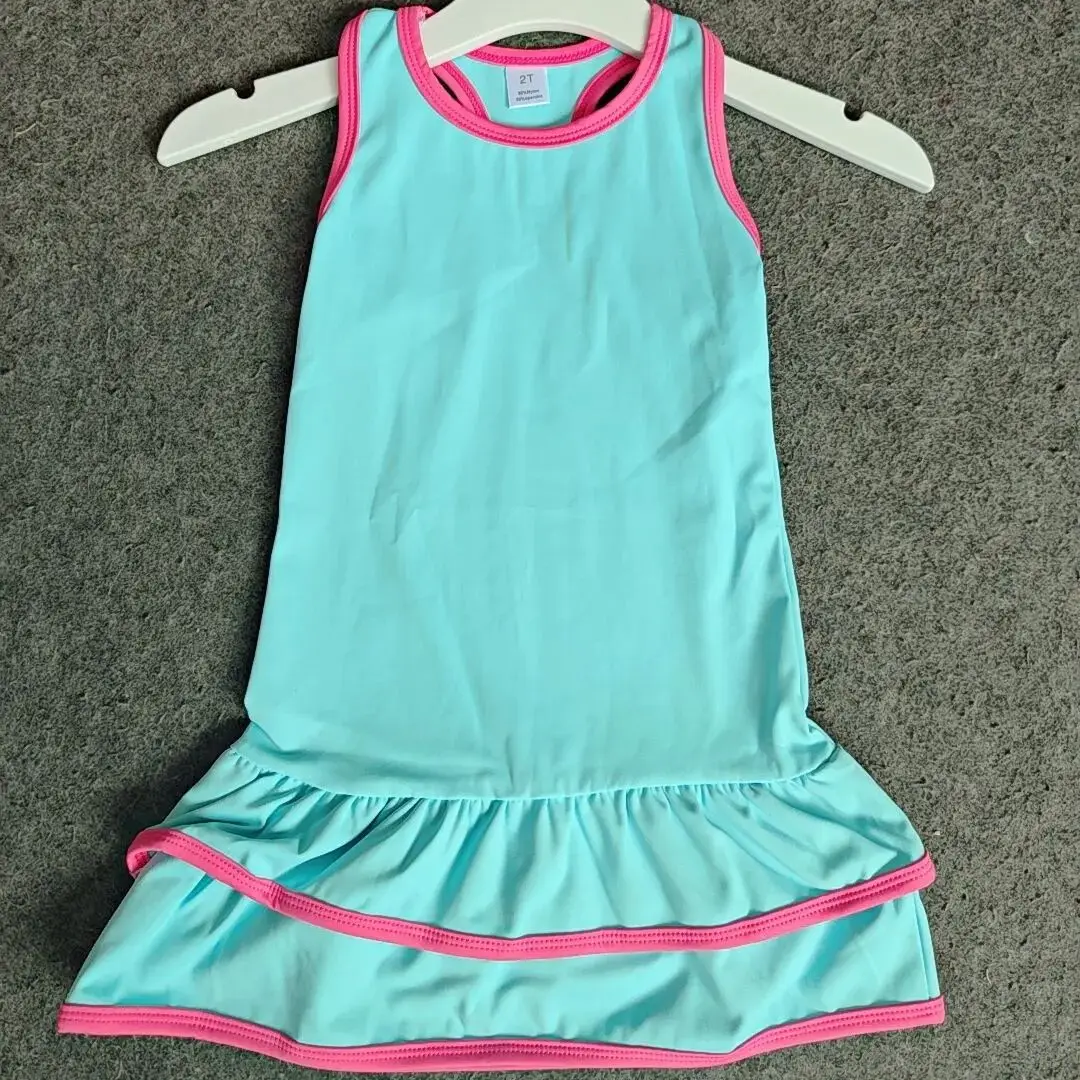 

8.15 летние синие платья до колена без рукавов с рюшами для маленьких девочек