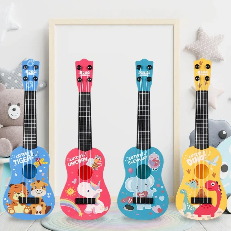 Children Ukulele Musical Toys Montessori Education Instruments 4 Strings Small Guitar Music Toy Musician Learning Gift