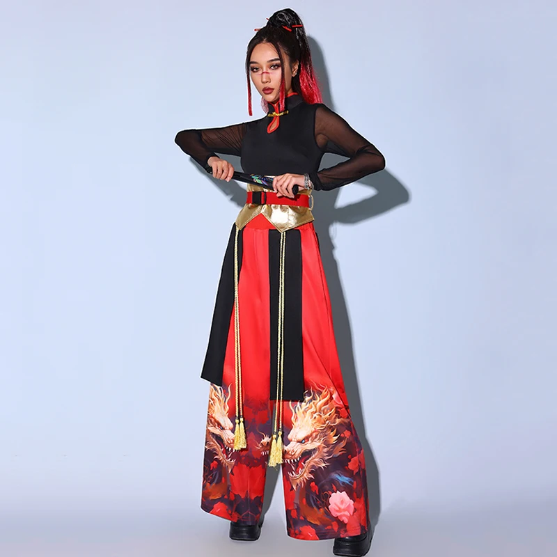 2024 Jazz Dance Costume Women Chinese Style Performance Suit Nightclub Bar Dj Gogo Dance Clothes Drag Queen Stage Outfit BL13176