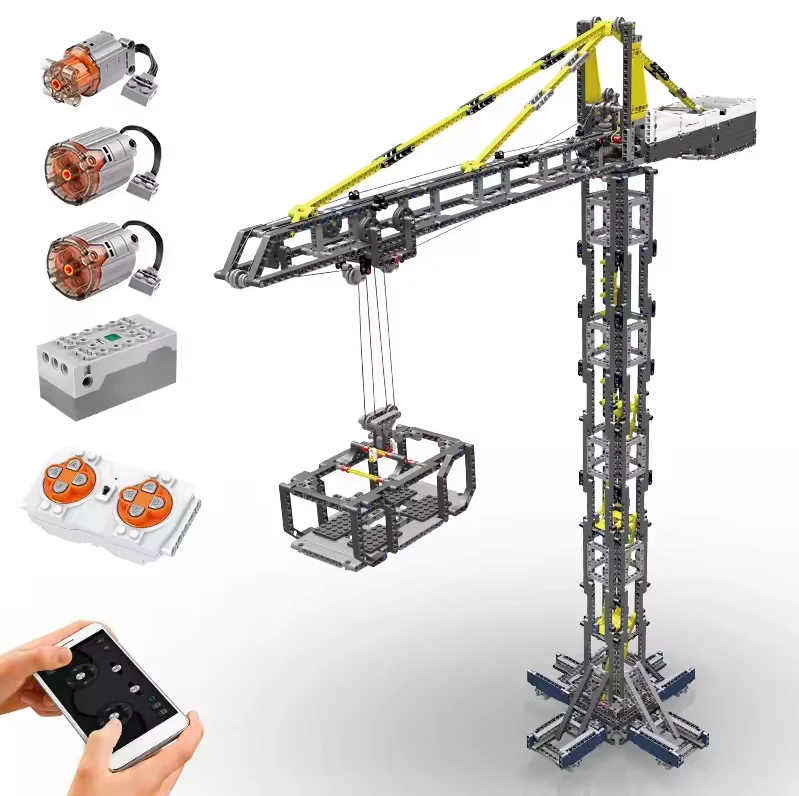 MOLD KING 17004 ensembles de construction de grue d'ingénierie technique blocs de construction de grue à tour voiture télécommandée briques éducatives jouet