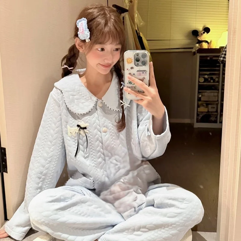 

Pajama Sets Pink Women Cotton Japanese Style Vintage Pajamas Autumn Natural Breathable Ladies Sleepwear Classical Elegant Home