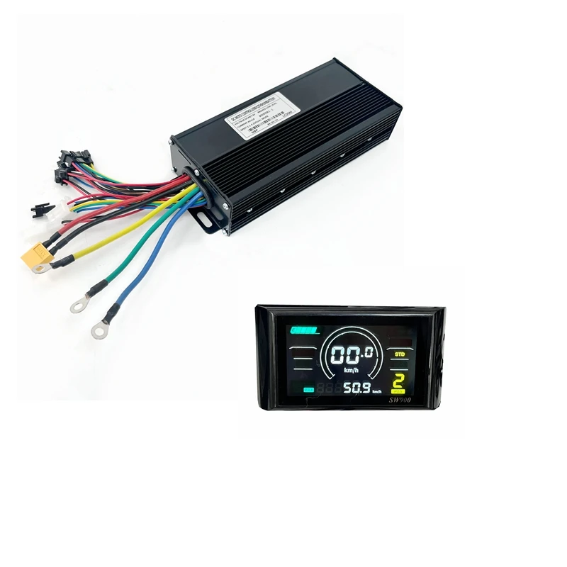 48v-72v-1500w-2000w-dual-mode-40a-brushless-dc-motor-ebike-sine-wave-controller-m8-ukc1-sw900-display