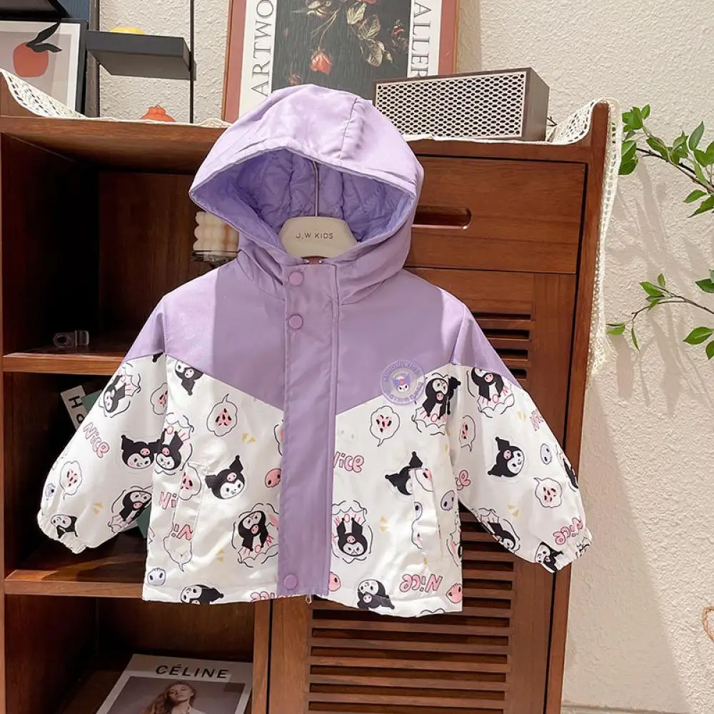 

Anime Sanrio Girls Kuromi Outdoor Jacket My Melody Windbreaker Spring Autumn Sport Casual Coat for Kids Children's Streetwear