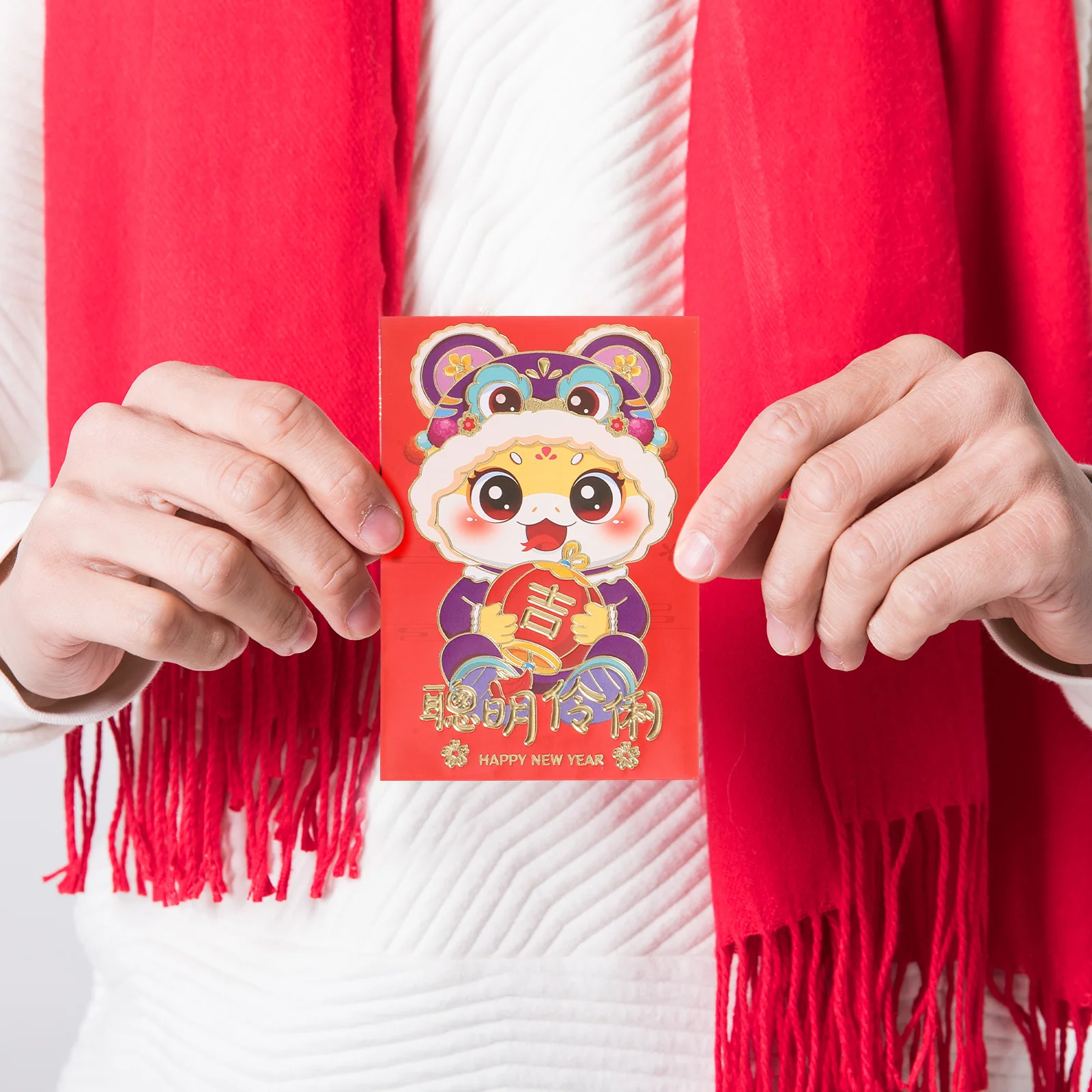 Sobres rojos de dinero de la suerte, paquetes rojos de Año Nuevo Chino, sobres plegables para efectivo, regalo de celebración del Festival de Primavera, 10 Uds.
