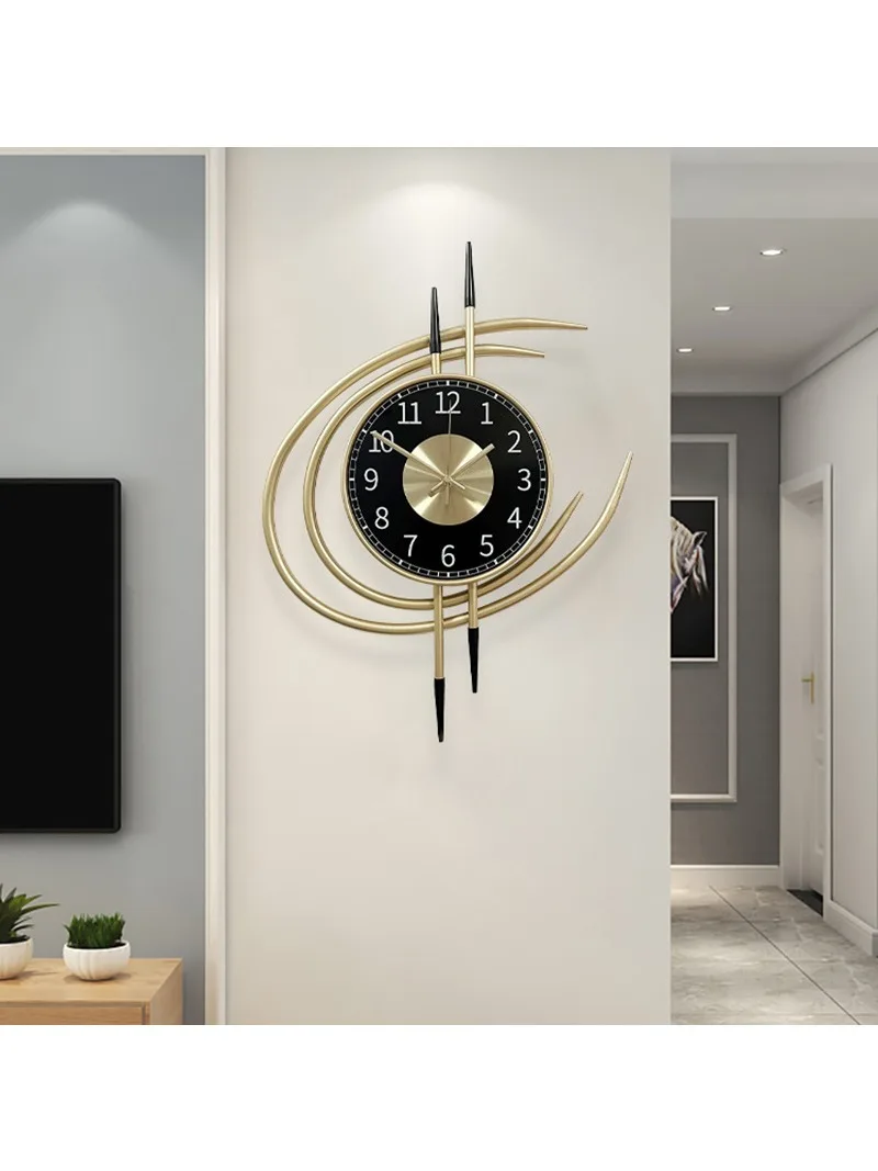 54cm Storm Eye Moderne Wanduhr, Große Schwarze Zifferblatt Metalluhr, Geräuschlos Analog, Gold Luxuriöse Dekoration für Wohnzimmer Schlafzimmer – Detail 1