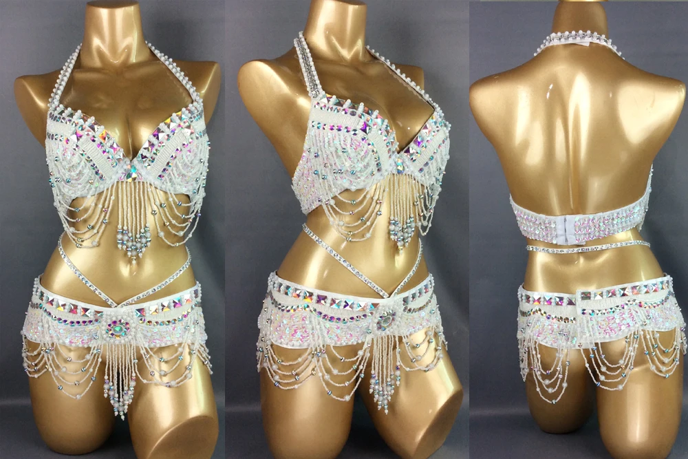 hot girl stage dance wear Sexy belly dance costume party show clothing Bar+Belt 2pcs set Christmas