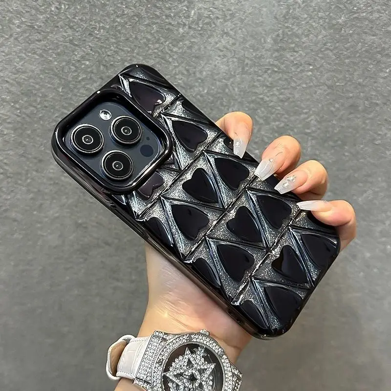 

iPhone15 case iPhone12 embossed love iPhone15promax Stereoscopic iPhone14 Electroplated iPhone13