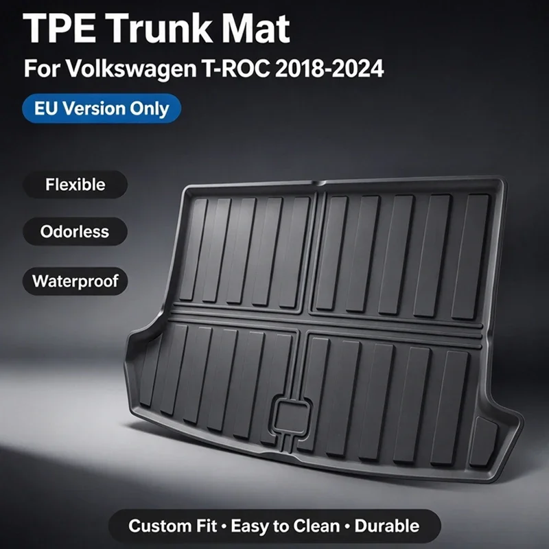 For VW T-ROC 2018-2023 2024 (EU Version Only) Eco-Friendly TPE Trunk Mat Non-Slip Dustproof Car Cargo Liner Auto Interior Parts