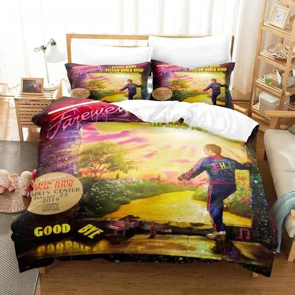 

Elton John FAREWELL Yellow Brick Road Bedding Set Single Twin Full Queen King Size Bed Set Aldult Kid Bedroom Duvetcover Set