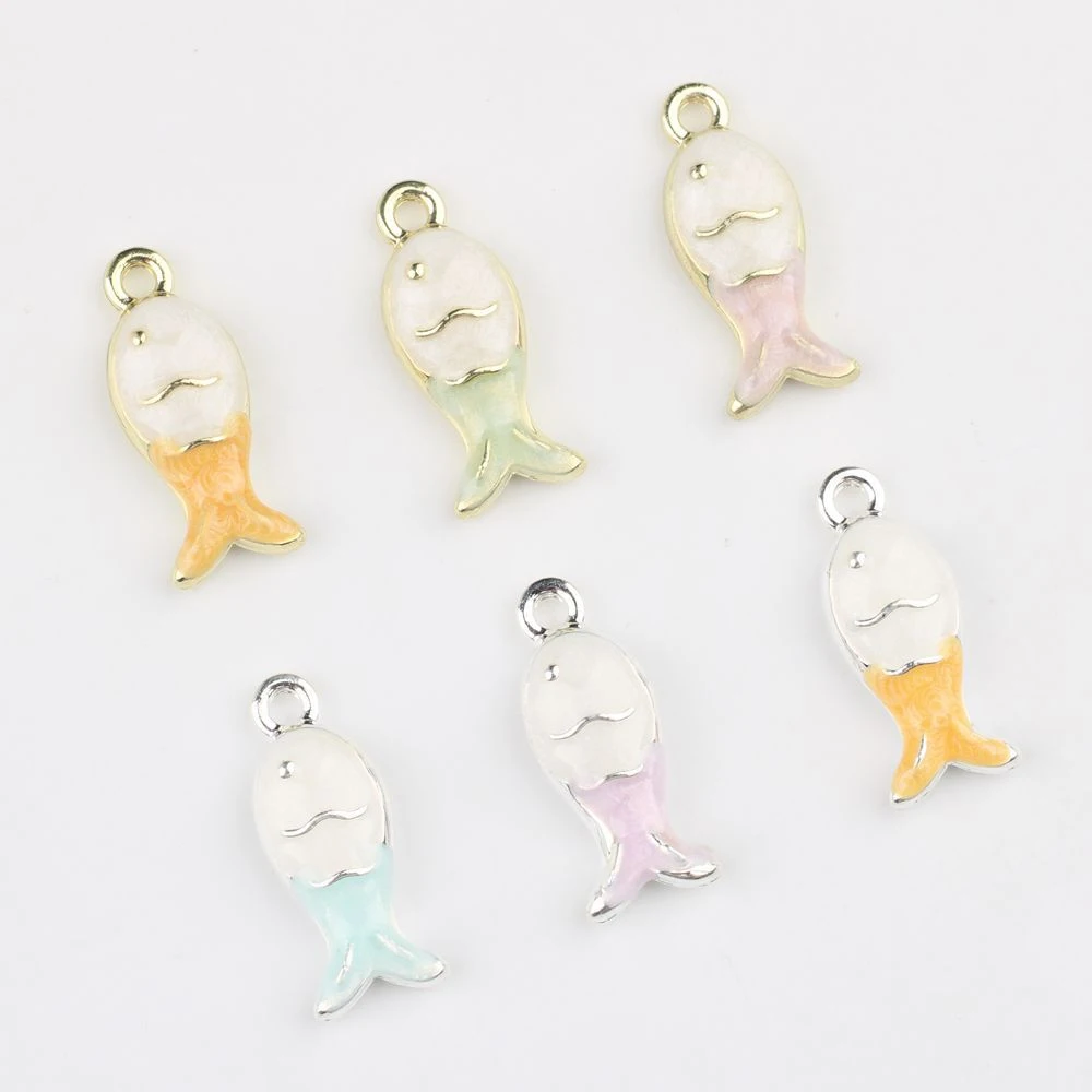 Breloques simples en forme de poisson, 10 pièces, pendentif, boucle d'oreille, collier, Bracelet, accessoires de fabrication de bijoux, ornements faits à la main, à la mode