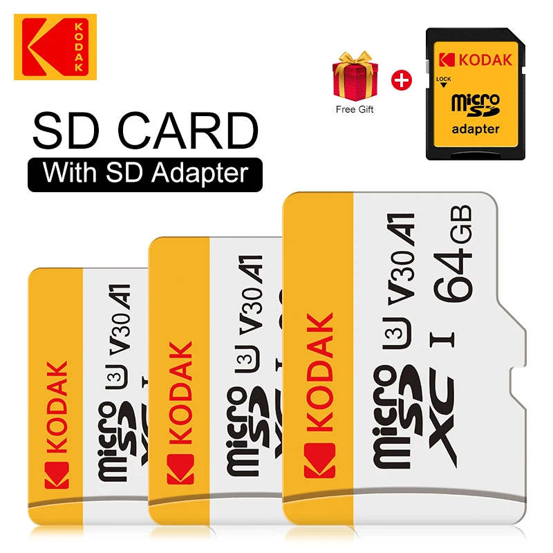 

5 шт. Kodak Micro SD 128 ГБ 32 ГБ 64 Гб 256 ГБ U3 Micro SD карта SD/TF флэш-карта памяти 32 64 128 Гб microSD для телефона