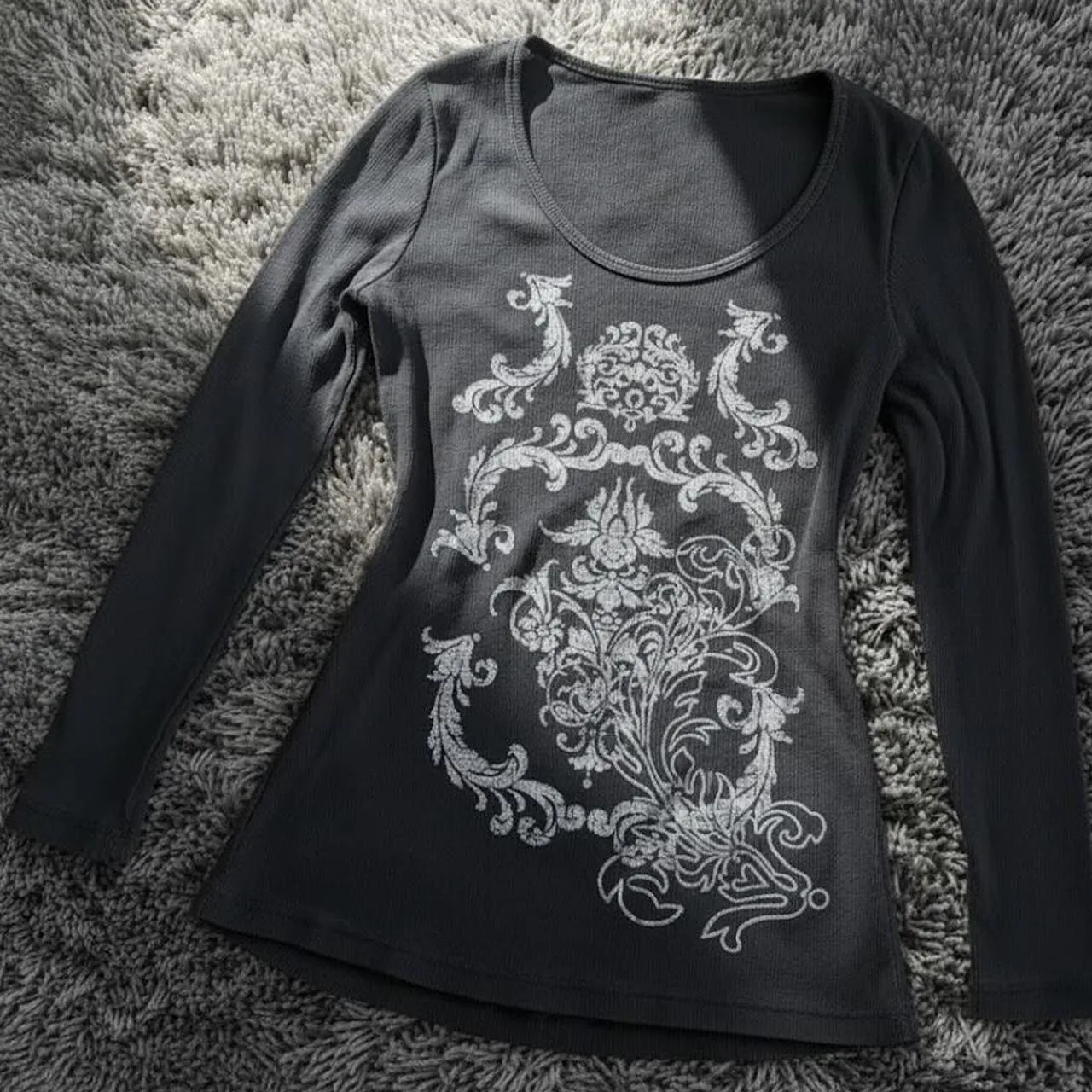 Y2K aesthetic retro gothic style women's printed T-shirt retro Harajuku style xianxia nuclear explosion style slim fit pullover