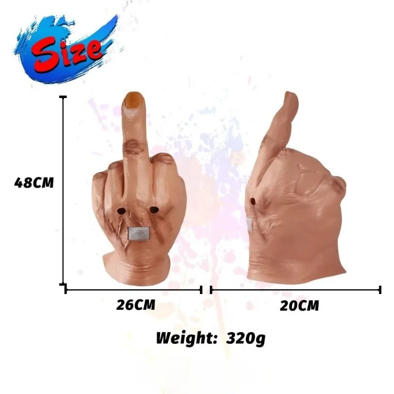 중지 손가락 재미있는 머리 가면 코스튬 파티 소품 성인 할로윈 무서운 손가락 가면 파티 풀 헤드 코스프레 의상 라텍스
