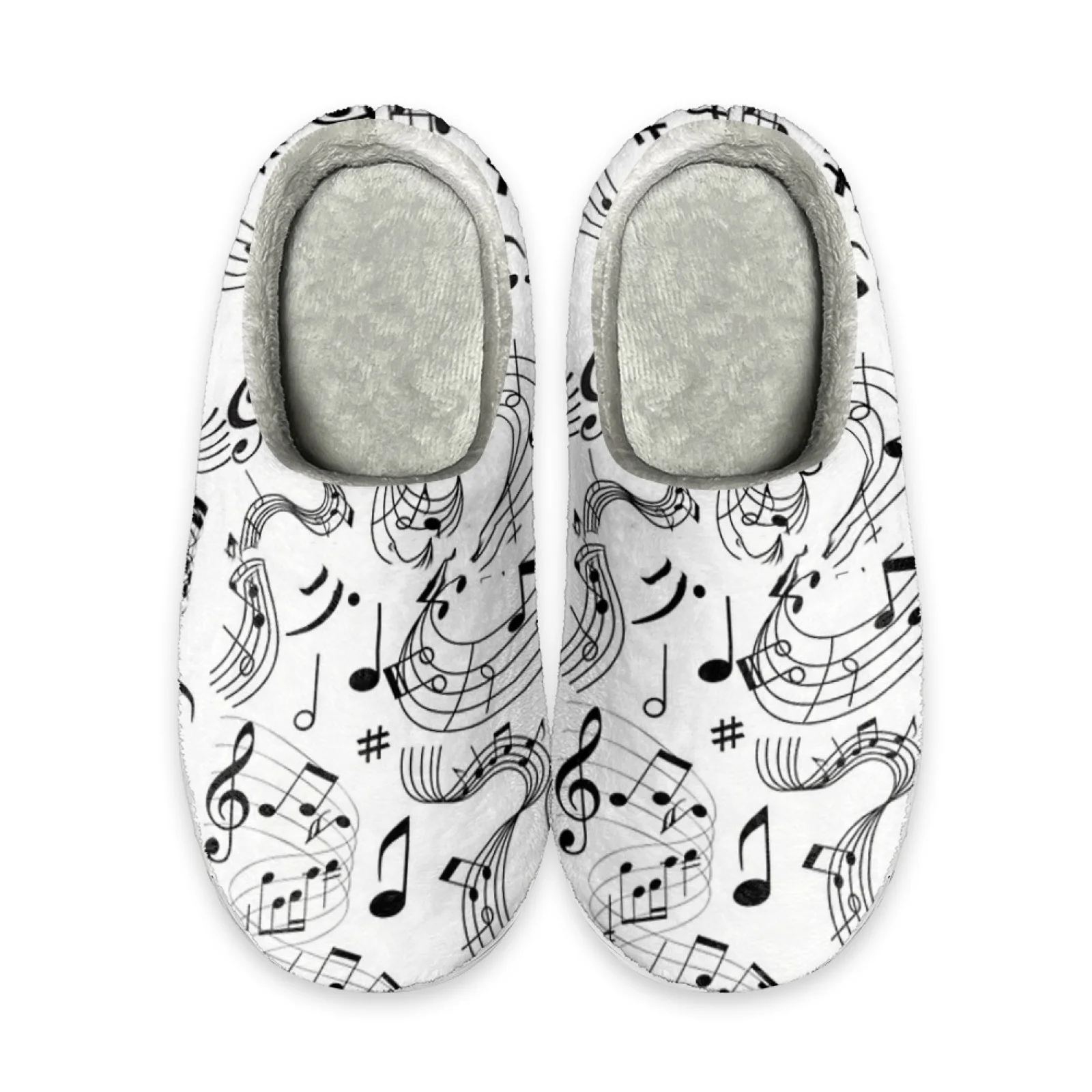 Beliodome Musical Note Design Women Home Cotton Custom Memory Foam Slippers Indoor Slip On Shoes Lightweight Bedroom Slipper