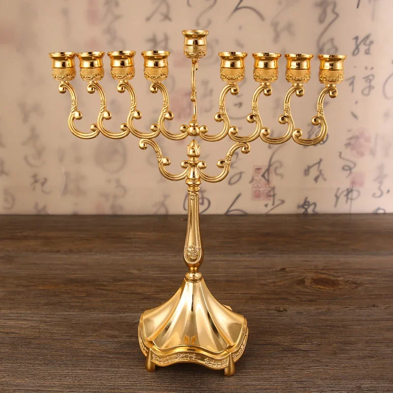 

Candle Holder 9 Branch Jewish Gold Menorah Candle Holder Star Menorah Candelabra Hanukkah Candlestick