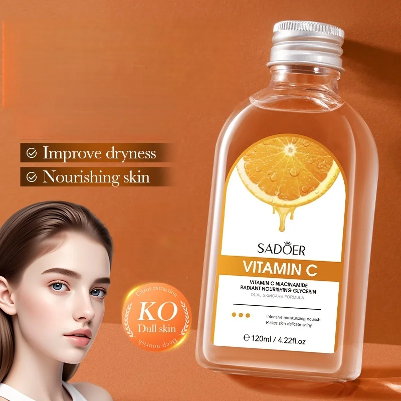 120ml Vitamin C Niacinamide Moisturizing Essential Oil, Contains Skin-Friendly Ingredients Such as Niacinamide, Hyaluronic Acid, Glycerin, and Citrus Fruit Extracts, Penetrates Deeply into the Skin, Moisturizes and Hydrates, Has a Soft, Non-Greasy Texture, Is Easily Absorbed, and Is Ideal for Skin Care in Autumn and Winter