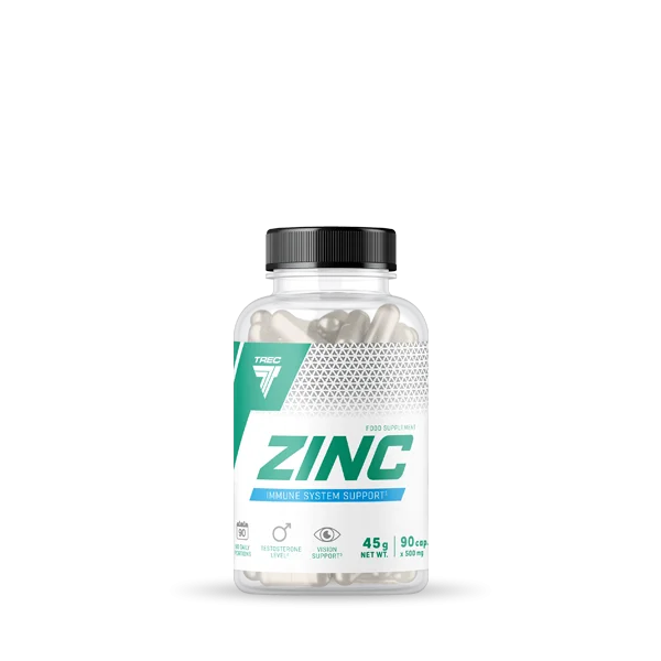 Trec Nutrition ZINC 90 Caps - Gluconato de Zinc de Alta Biodisponibilidad | Soporte Inmunitario y Salud de Piel, Cabello y Uñas