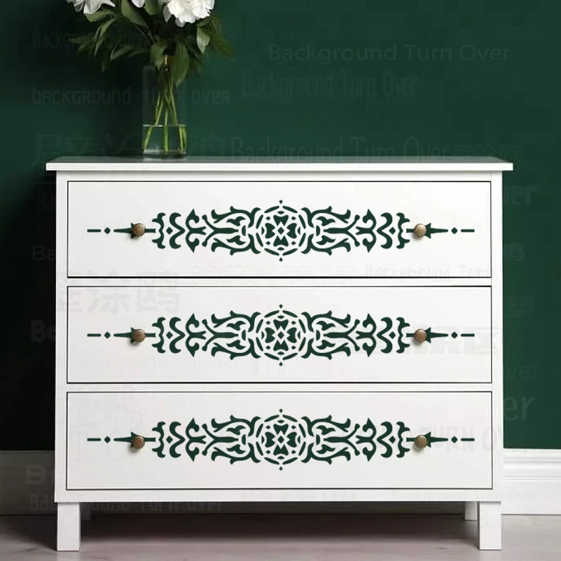 80cm - 120cm Stencil Wall For Painting Decor Decorative Template To Paint Damask Border Sideboard Baroque Rococo Divider S435