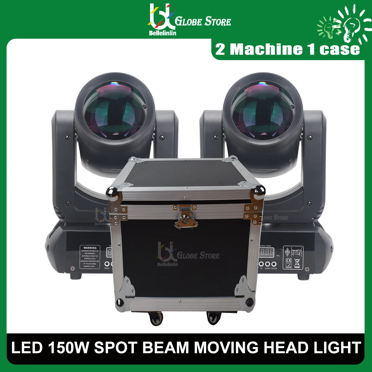 

No Duty 1Flycase With 2PCS LED 150w Beam Spot Moving Head 18 Prisms Wedding Holiday Party Stage Lighting DMX Control Dj Disco