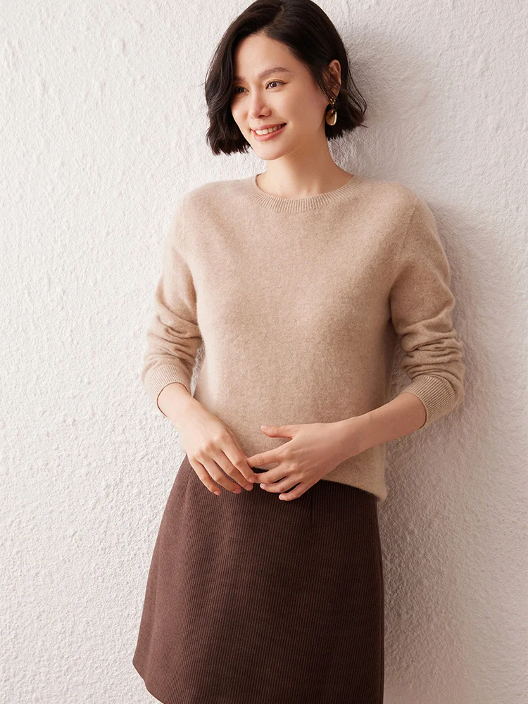 Nowy damski sweter z kaszmiru Damska bluza z kapturem ze 100% kaszmiru z długim rękawem O-Neck Damski sweter z dzianiny Gorąca sprzedaż Moda — 2