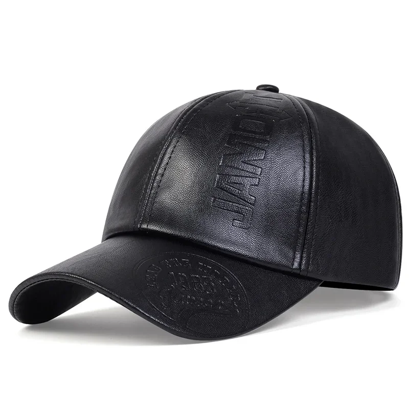 Vintage Leder-Baseballkappe für Herren, Modische Hip-Hop-Sportmütze, Militärhut im Britischen Vintage-Stil aus Rindsleder, Gorras – Detail 2