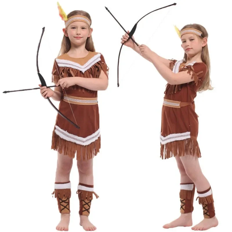 New Models Halloween Indian Princess Costumes Kids Girls Pocahontas Huntress Costume Purim Party Mardi Gras Fancy Dress Boy