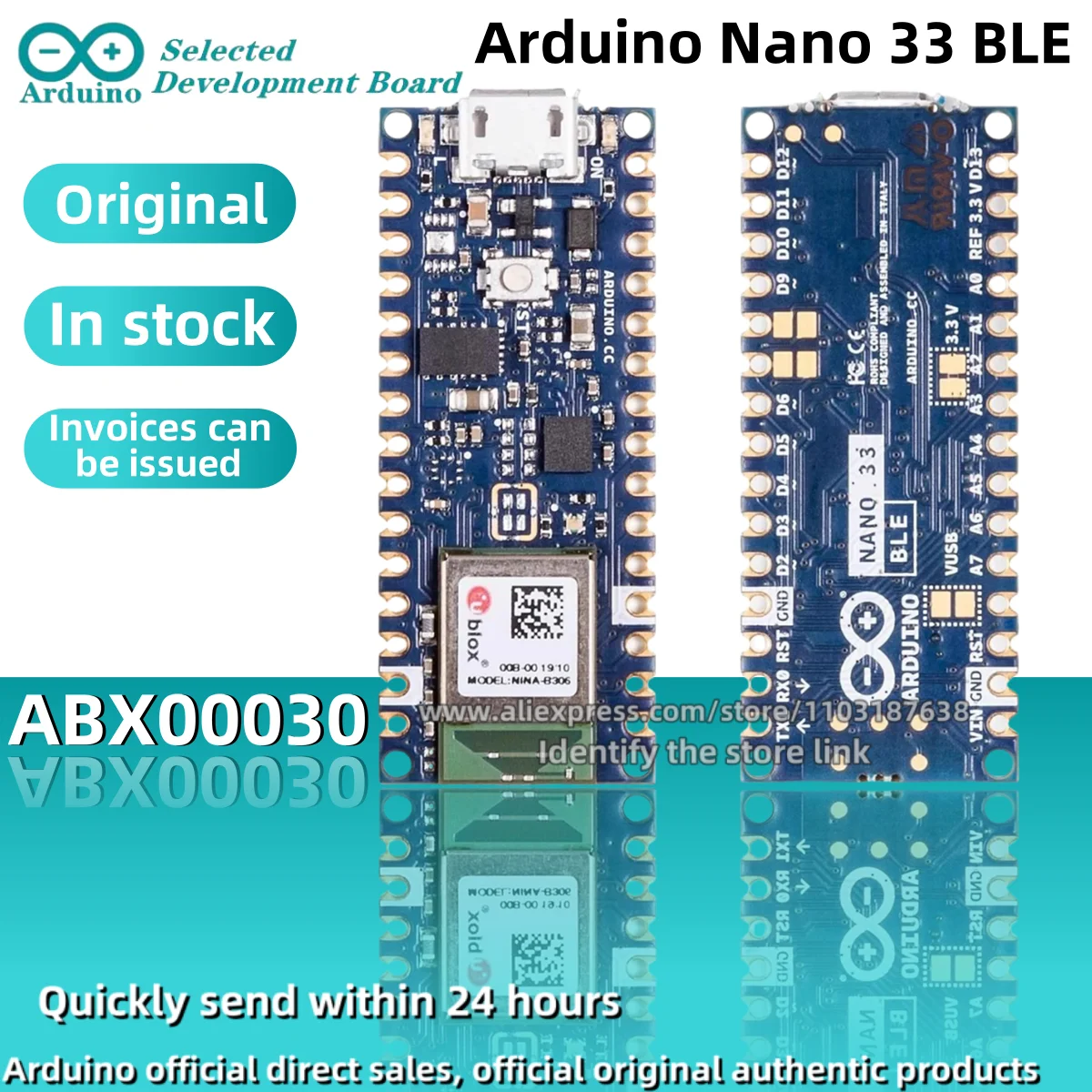 1PCS/LOT Arduino Nano 33 BLE ABX00030 Bluetooth LSM9DS1 Original stock