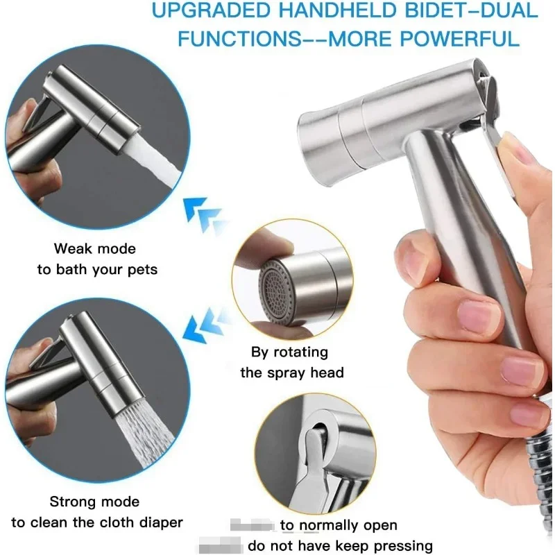 Handheld Bidet Sprayer for Toilet, Dual Mode Spray Head (Jet/Soft) Cloth Diaper Sprayer Bidet