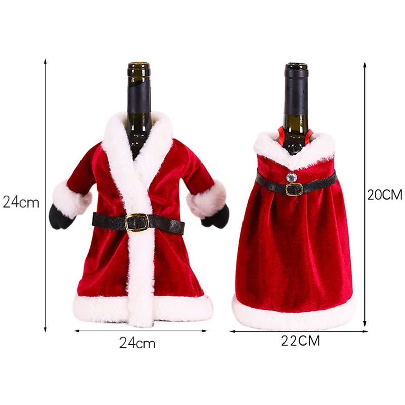 2/1Pcs Christmas Wine Bottle Cover Set Clothes Dress Wine Bottle Ornaments Bags Xmas Gifts For New Year Dinner Table Decoration