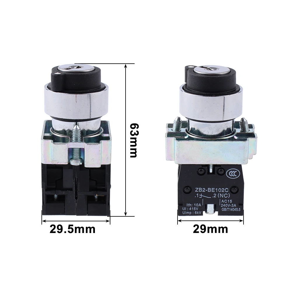 XB2-BG21 XB2-BG33 XB2-BG53 interruttore manopola di controllo chiave 1NO /2NO 2/3 posizioni autobloccante / ripristino automatico selettore Interruttore manopola 22mm