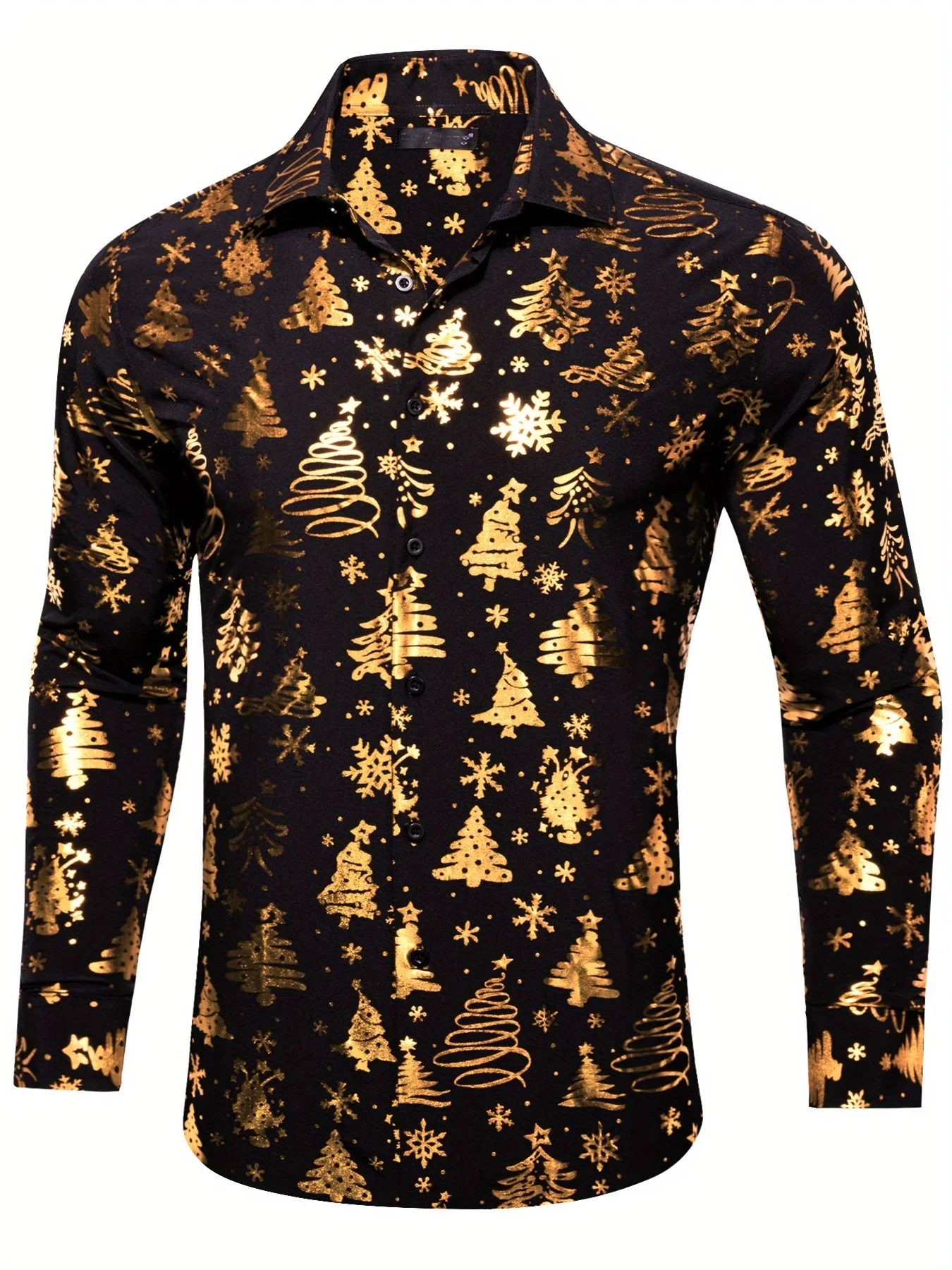 

Christmas themed men's shirt, Christmas tree 3D printed formal shirt, Christmas pattern fashionable casual men's top