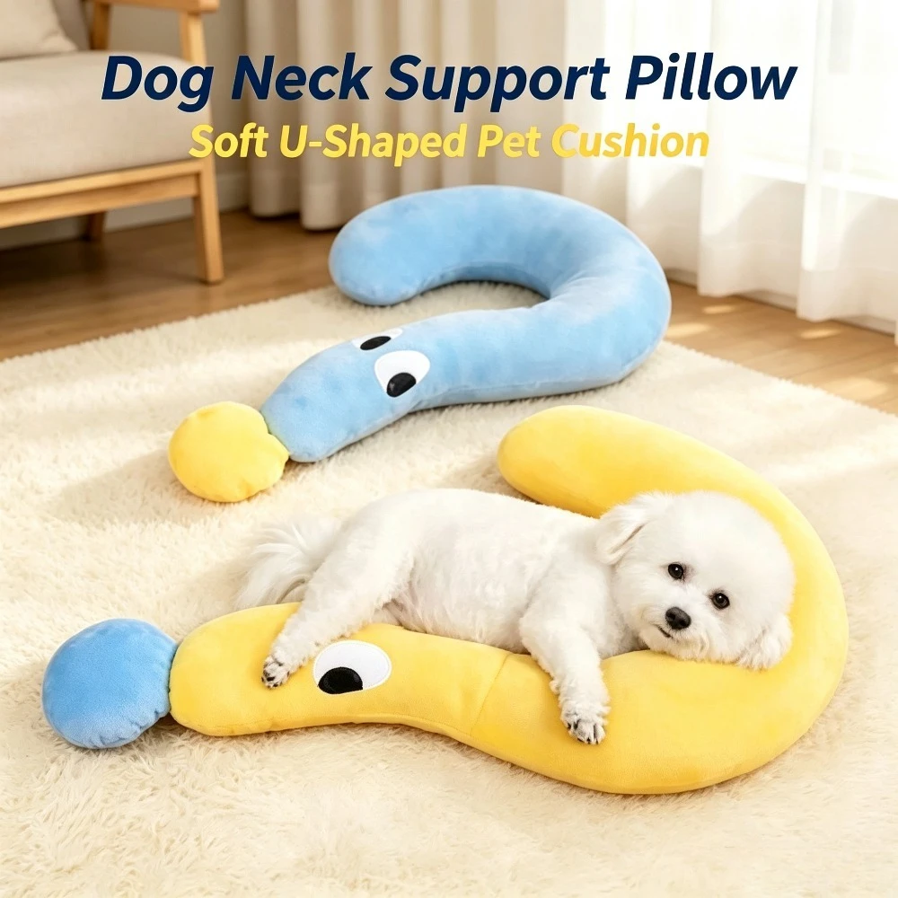 1PC U Shaped Pet Neck Support Pillow Soft Headrest Cushion for Puppy Kitten Dog Cat Deep Sleep Bed Resting Pillow Pet Supplies