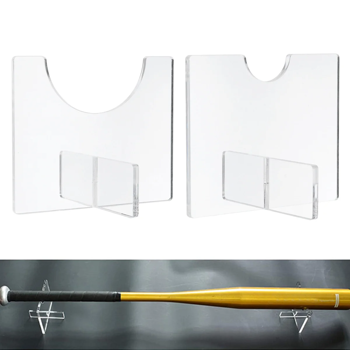 

2pcs Acrylic Baseball Bat Display Holder Transparent Stand For Collectors Bat Support Base Racks For Signed Bats Storage