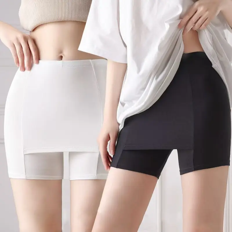 1pcs Women Double Layer Safety Panties Boxer High Waist Protective Underwear Seamless  Protective Shorts Pants Under the Skirts