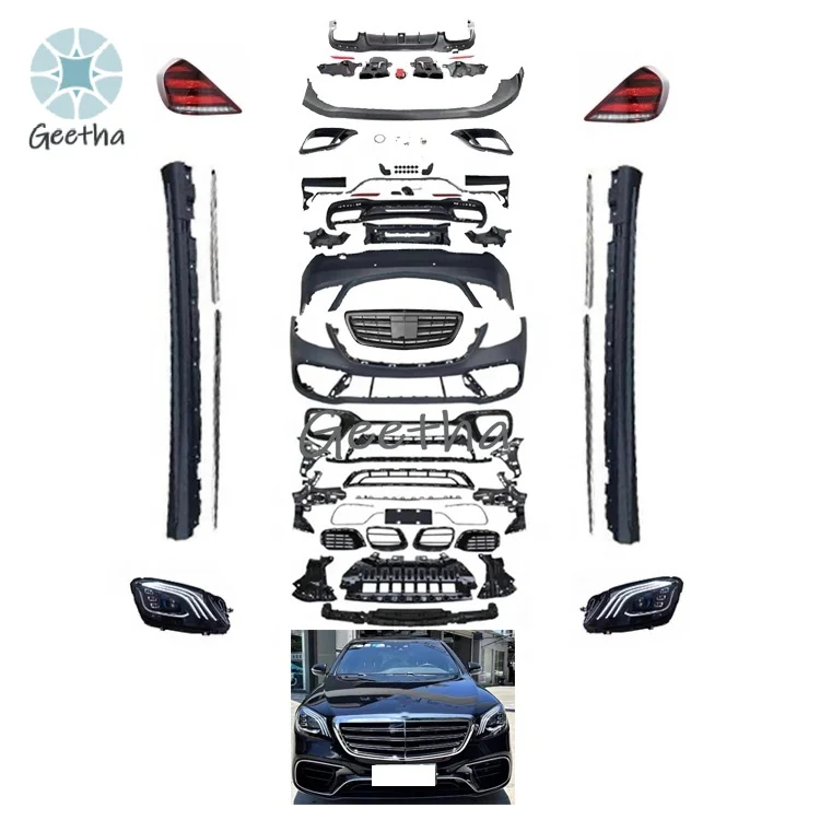 

Car Accessories S63 Style+B700 Bady Kit Frony Rear Bumper Headlight Tail Lights Body Kits For Mercedes Benz W222 2014-2018