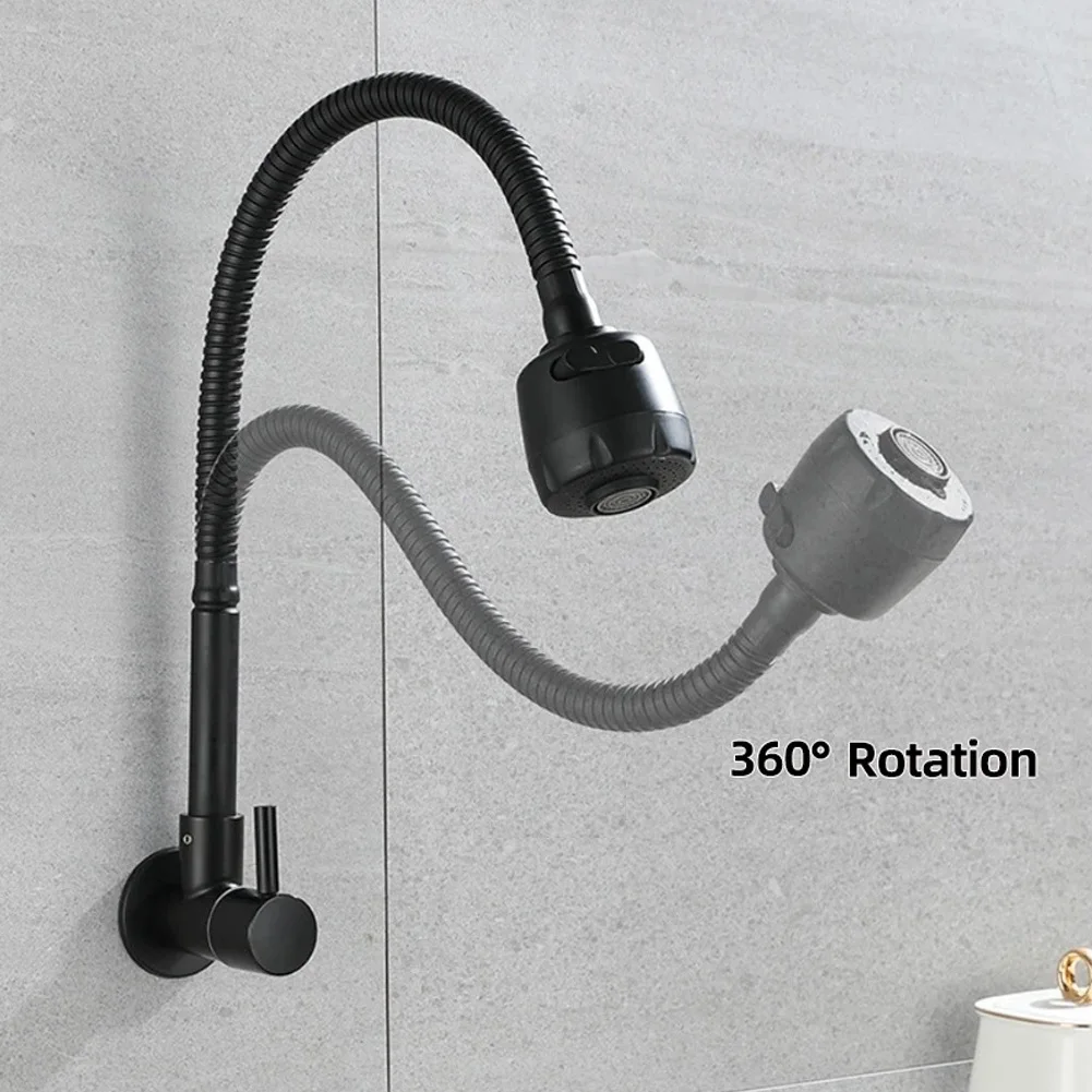 

Alloy Faucet Kitchen Sink Faucet Flexible Hose Wall Mounted Tap G1/2 In Dual Spray Modes For Washing Dishes & Filling Pots