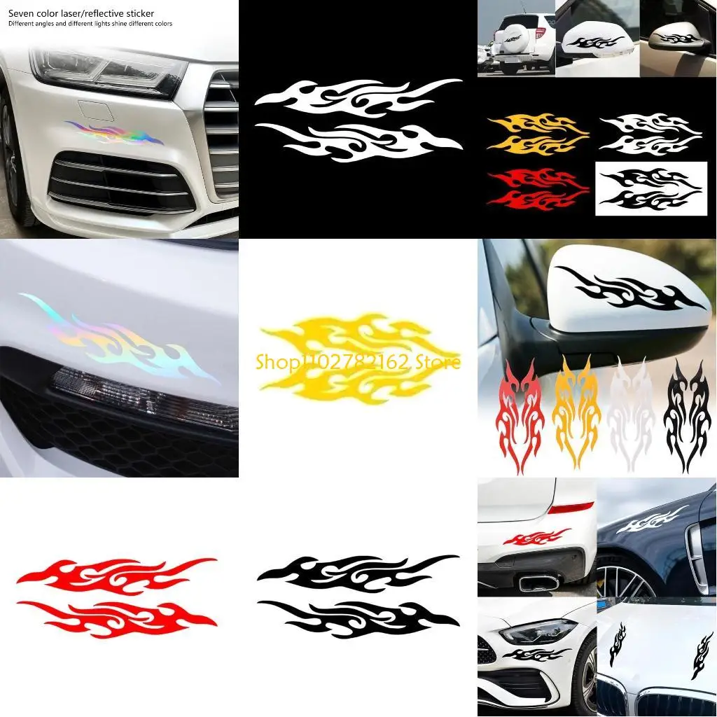 547B 1 زوج مانعة لتسرب الماء فريدة من نوعها لهب ملصقات عاكسة الشارات لتغطية خدش السيارة وتخصيص السيارة الخارجي #1