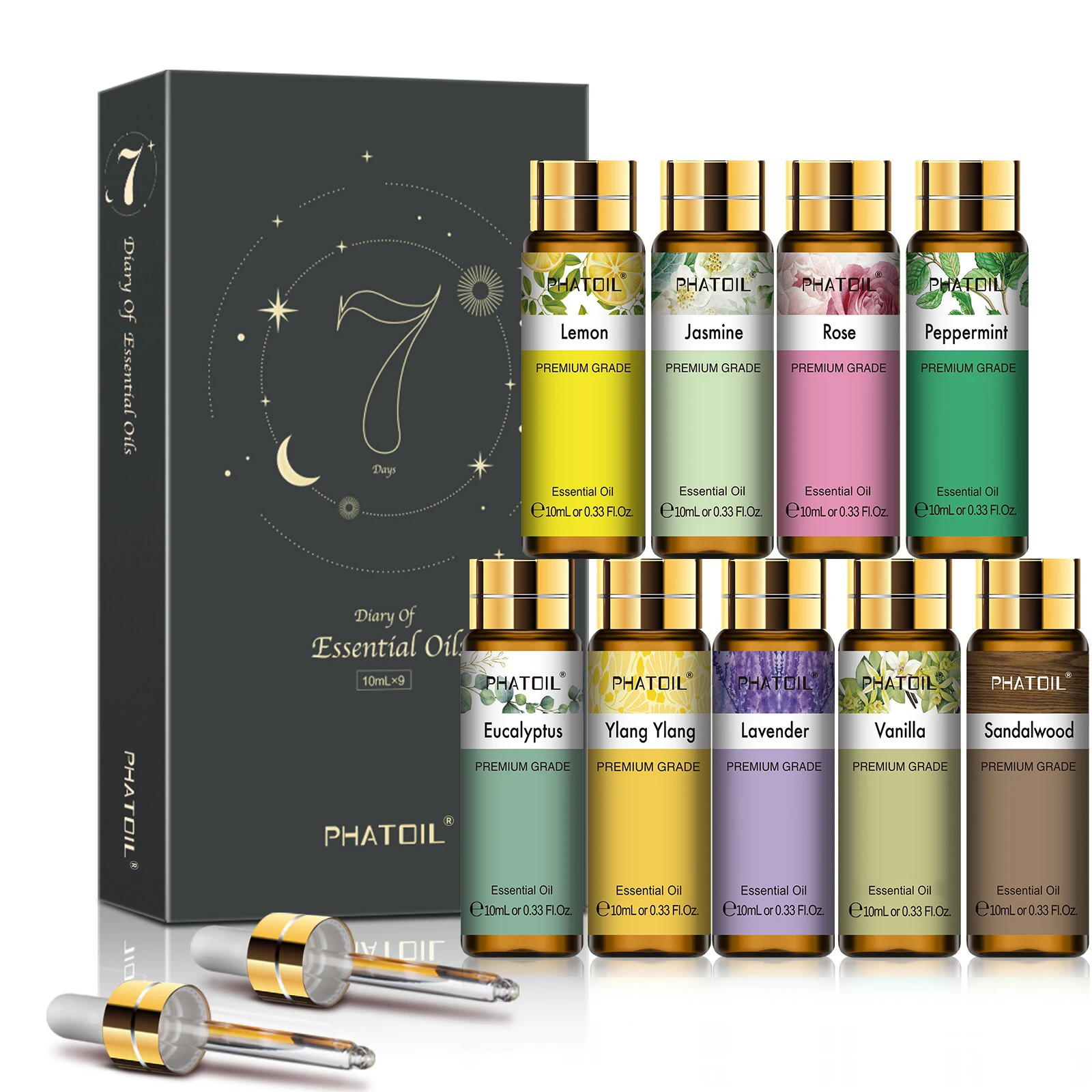

PHATOIL 1/9PCS Essential Oil Gift Set-10ml Essential Oils For Diffuser Aromatherapy DIY Soap Candle Making Massage Oil For Skin
