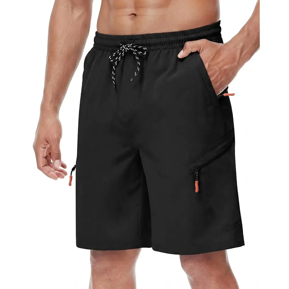 

Men's Hiking Cargo Shorts with Zipper Pockets Elastic Waist Quick Dry for Outdoor,Travel,Summer,Fishing