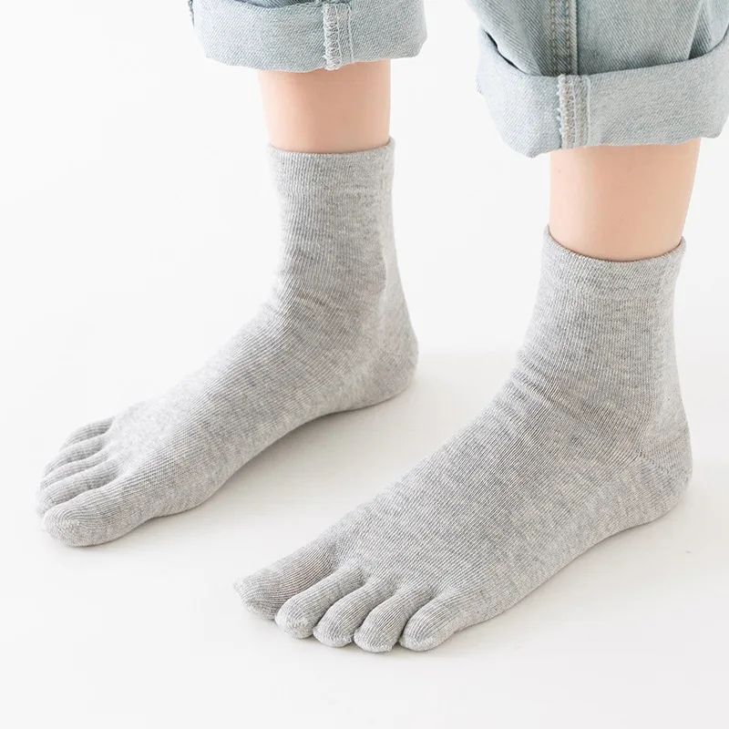 Five Finger Socks Women'S Pure Cotton Five Toe Socks Sweat Absorbing Mid Tube Split Toe Socks Winter Warm Toes Socks For women